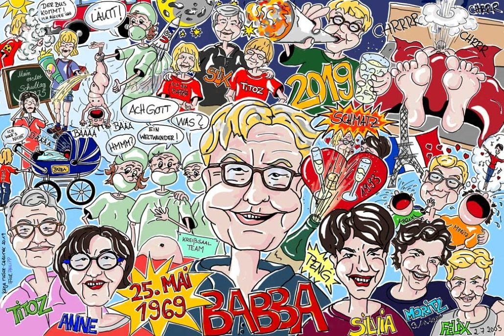 Wimmelbild Familie gemalt von Katja Meier-Chromik