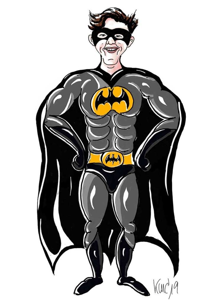 Karikatur Batman gemalt von Katja Meier-Chromik