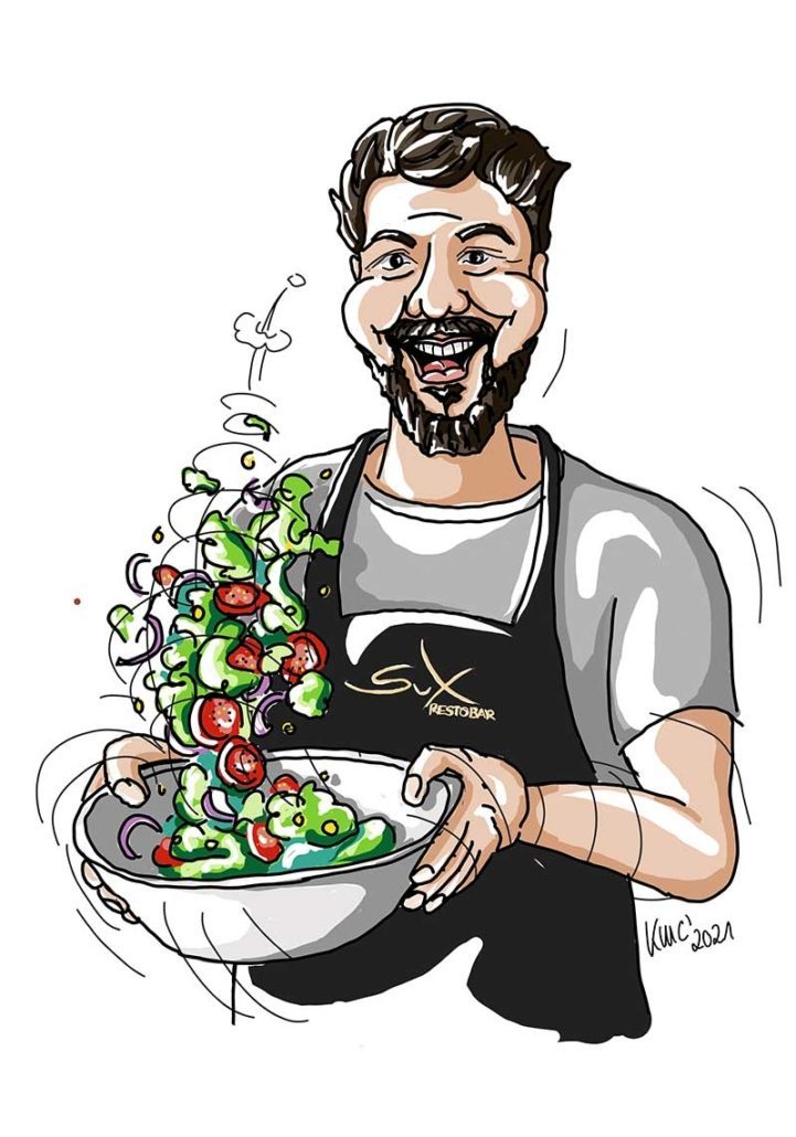 Karikatur 18 Koch Sux Reatobar gemalt von Katja Meier-Chromik