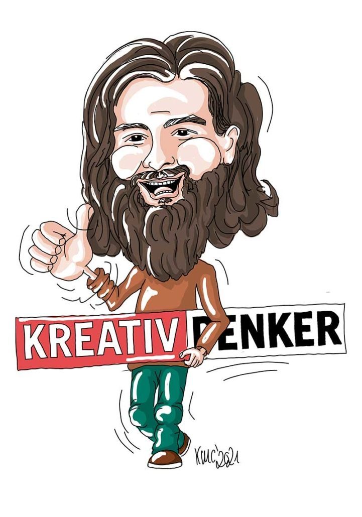 Karikatur 19 Agentur Kreativdenker 2021 gemalt von Katja Meier-Chromik