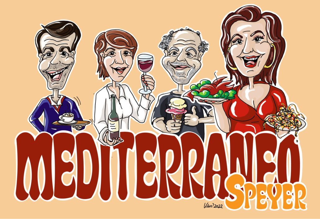 Mediterranero Speyer – Illistration gemalt von Katja Meier-Chromik 2022